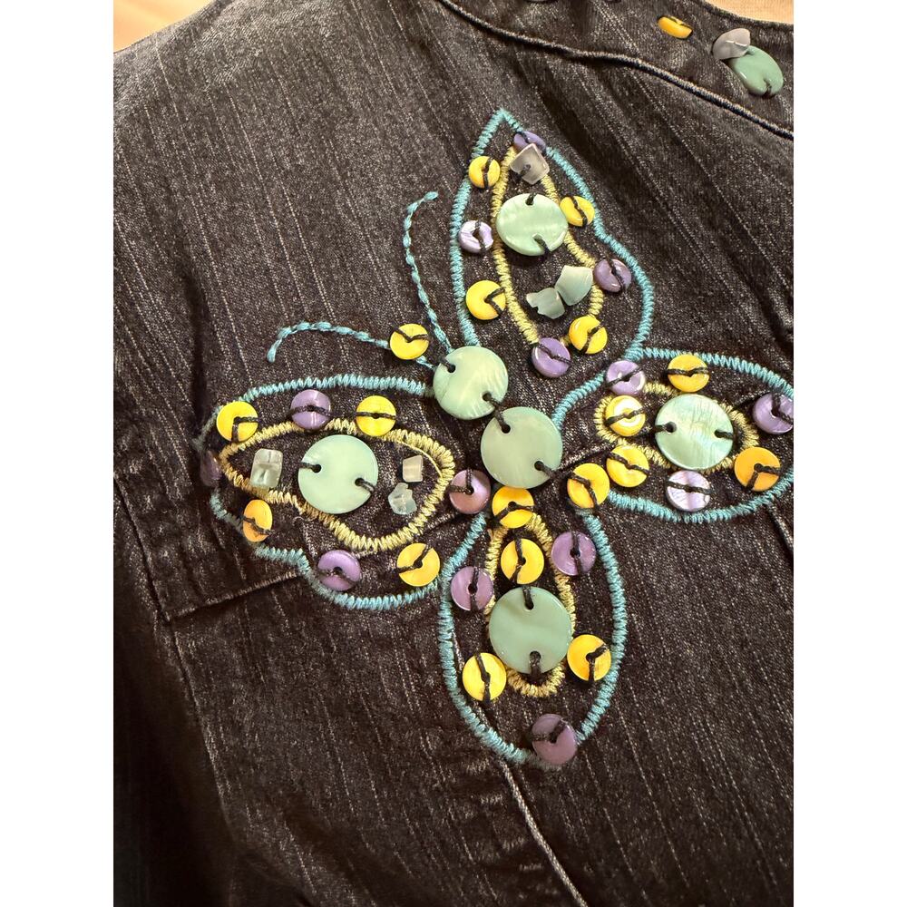 Denim butterfly applique jacket - Picture 7 of 8